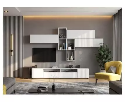 Готовые гостиные Валенсия комплектация 2 белый текстурный