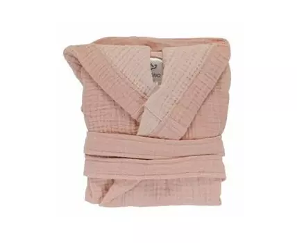 Халат из жатого хлопка (пыльная роза)