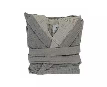 Халат из жатого хлопка (Серый)