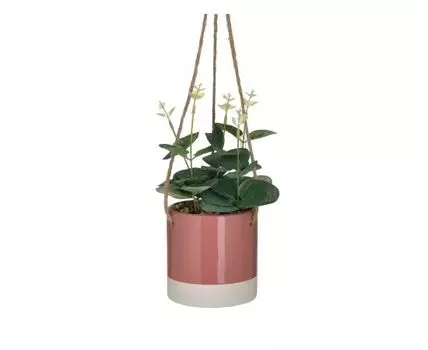 Искусственный цветок в кашпо с подвесом (Розовый)