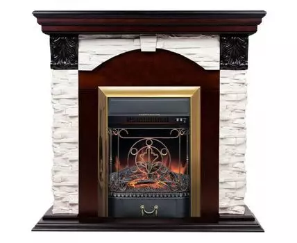 Электрокамин Dublin Lux AO с очагом Majestic Lux Brass