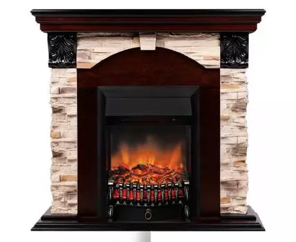 Электрокамин Dublin Rock AO с очагом Fobos Lux Black RC