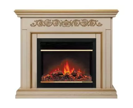 Электрокамин Leticia 26 WT-619G с очагом Moonblaze Deluxe Brass