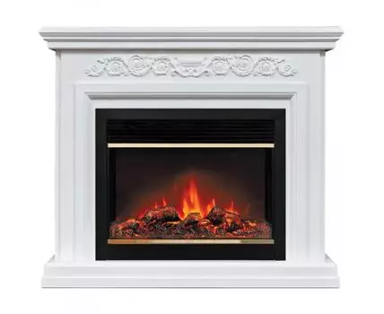 Электрокамин Leticia 26 WT с очагом Moonblaze Deluxe Brass