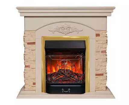 Электрокамин Neapolis WT с очагом Majestic Lux Brass