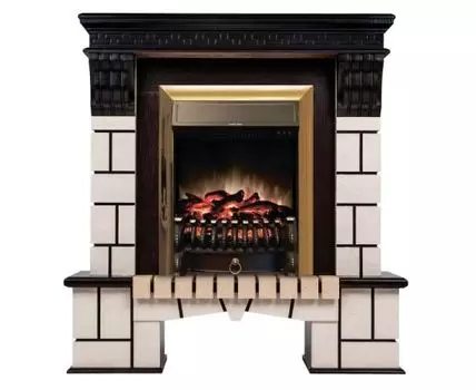 Электрокамин RealFlame Stone AO с очагом Fobos Lux Brass