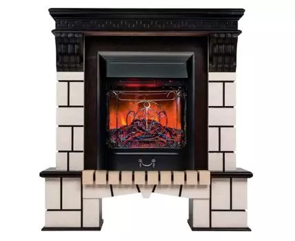 Электрокамин RealFlame Stone AO с очагом Majestic Lux BL, пульт ДУ