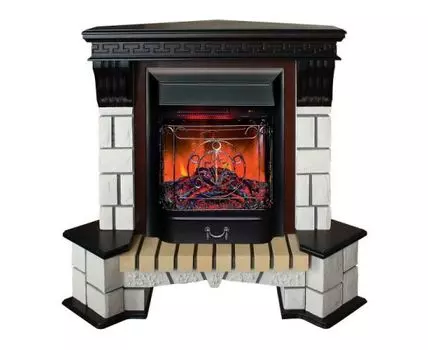 Электрокамин RealFlame Stone Coner AO с очагом Majestic Lux BL, пульт ДУ