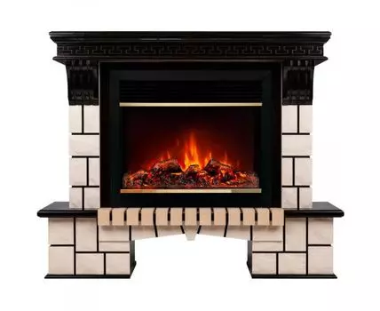 Электрокамин Stone 26 AO с очагом Moonblaze Deluxe Brass