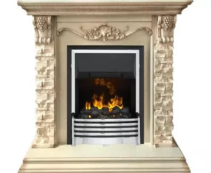 Каминокомплект Adriana - Cлоновая кость с очагом Flagstaff