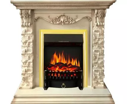 Каминокомплект Adriana - Cлоновая кость с очагом Fobos FX Brass