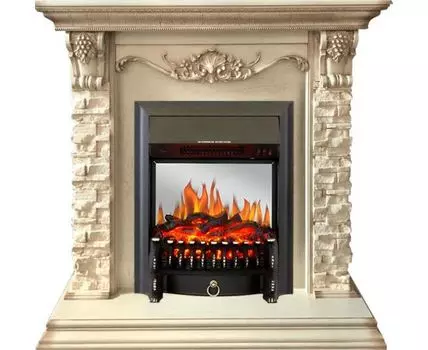 Каминокомплект Adriana - Cлоновая кость с очагом Fobos FX M Black