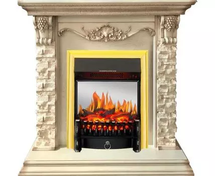 Каминокомплект Adriana - Cлоновая кость с очагом Fobos FX M Brass