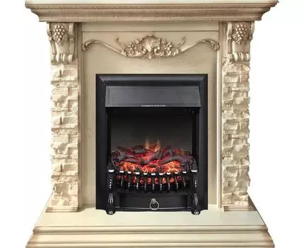 Каминокомплект Adriana - Cлоновая кость с очагом Fobos FX Black