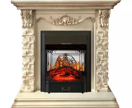 Каминокомплект Adriana - Cлоновая кость с очагом Majestic FX M Black