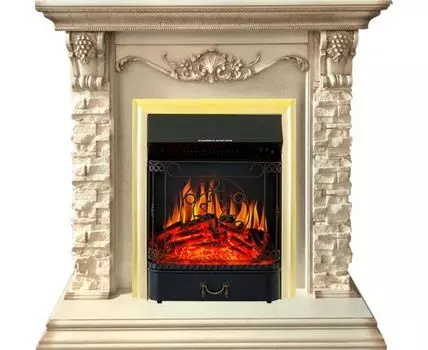 Каминокомплект Adriana - Cлоновая кость с очагом Majestic FX Brass
