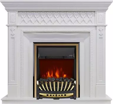 Каминокомплект Alexandria - Белый дуб с очагом Aspen Gold