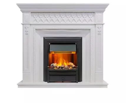Каминокомплект Alexandria - Белый дуб с очагом Brookline Black