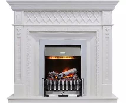 Каминокомплект Alexandria - Белый дуб с очагом Danville Chrome FB2