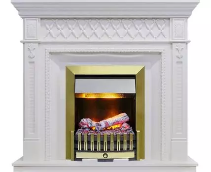 Каминокомплект Alexandria - Белый дуб с очагом Danville Antique Brass FB2