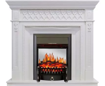 Каминокомплект Alexandria - Белый дуб с очагом Fobos FX M Black