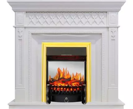 Каминокомплект Alexandria - Белый дуб с очагом Fobos FX M Brass