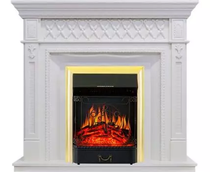 Каминокомплект Alexandria - Белый дуб с очагом Majestic FX Brass