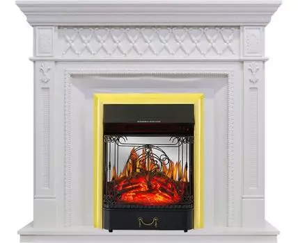 Каминокомплект Alexandria - Белый дуб с очагом Majestic FX M Brass