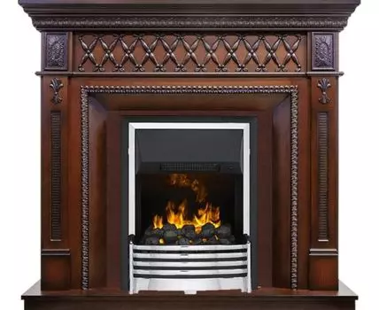 Каминокомплект Alexandria - Махагон коричневый антик с очагом Flagstaff