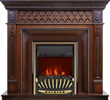 Каминокомплект Alexandria - махагон коричневый антик с очагом Aspen Gold
