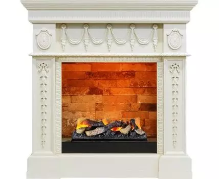 Каминокомплект Ampir - Слоновая кость с очагом Cassette 400 LNH-INT (с дровами)