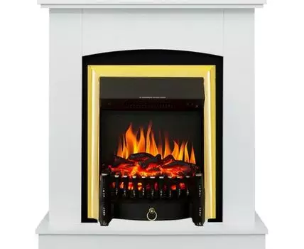 Каминокомплект Barcelona (разборный) - Белый с очагом Fobos FX Brass