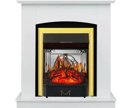 Каминокомплект Barcelona (разборный) - Белый с очагом Majestic FX M Brass