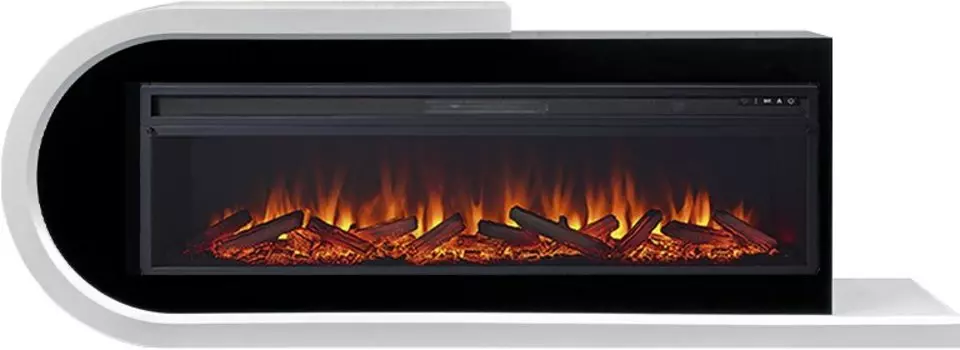 Каминокомплект Basel 60 L - Белый с черным с очагом Vision 60 LOG LED