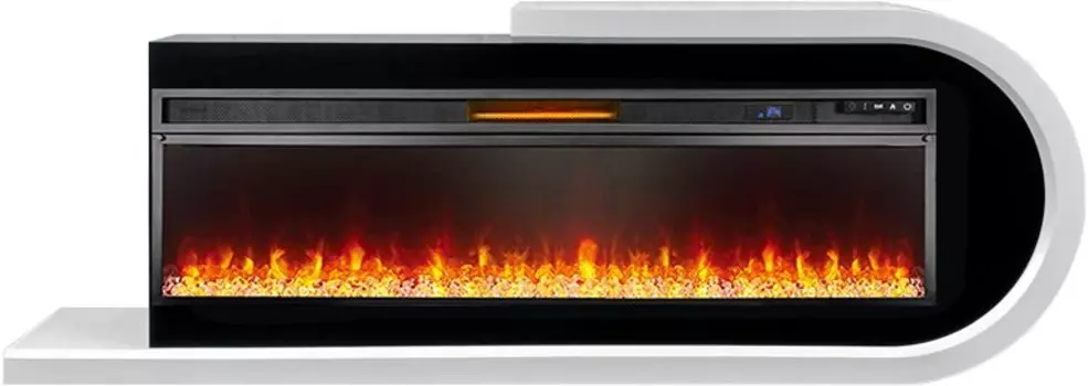 Каминокомплект Basel 60 R - Белый с черным с очагом Vision 60 LED