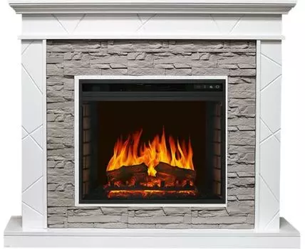 Каминокомплект Basel - Белый / Сланец серый с очагом Vision 23 EF LED FX