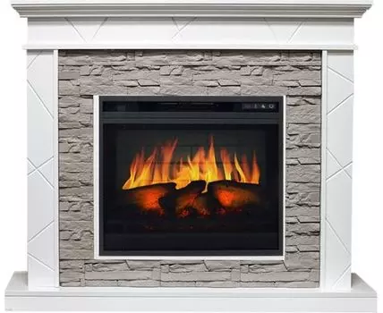 Каминокомплект Basel - Белый / Сланец серый с очагом Vision 23 EF LED 3D FX