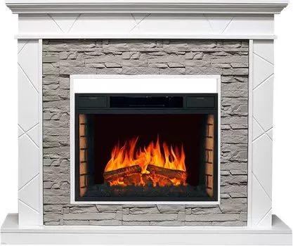 Каминокомплект Basel - Белый / Сланец серый с очагом Vision 26 LED FX
