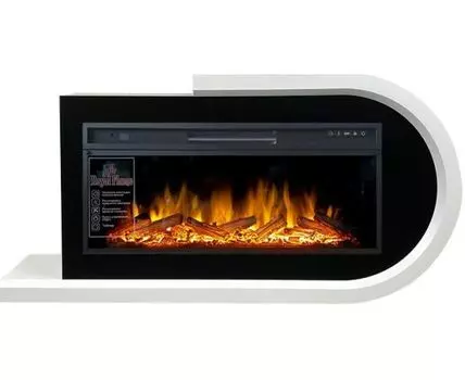Каминокомплект Basel R - Белый с черным с очагом Vision 42 LOG LED