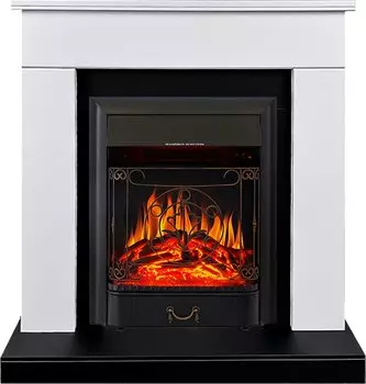 Каминокомплект Bergen (Разборный) - Белый с черным (Ширина 860 мм) с очагом Majestic FX Black