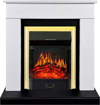 Каминокомплект Bergen (Разборный) - Белый с черным (Ширина 860 мм) с очагом Majestic FX Brass