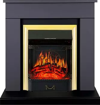 Каминокомплект Bergen (Разборный) - Серый графит (Ширина 860 мм) с очагом Majestic FX Brass