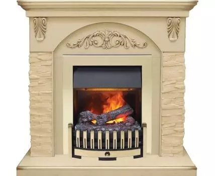 Каминокомплект Bern Сланец крупный бежевый / Алебастр темная патина с очагом Danville Brass FB2