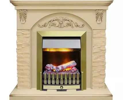 Каминокомплект Bern Сланец крупный бежевый / Алебастр темная патина с очагом Danville Antique Brass FB2