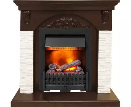 Каминокомплект Bern Сланец мелкий белый / Темный дуб с очагом Danville Black FB2