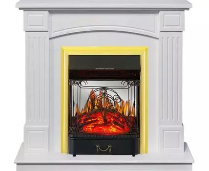 Каминокомплект Boston - Белый (Высота 925см) с очагом Majestic FX M Brass