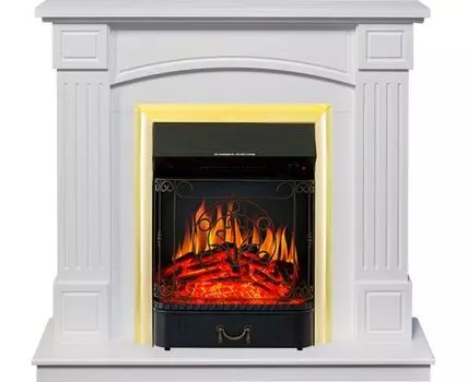 Каминокомплект Boston - Белый (Высота 925см) с очагом Majestic FX Brass