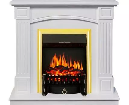 Каминокомплект Boston - Белый (Высота 925см) с очагом Fobos FX Brass