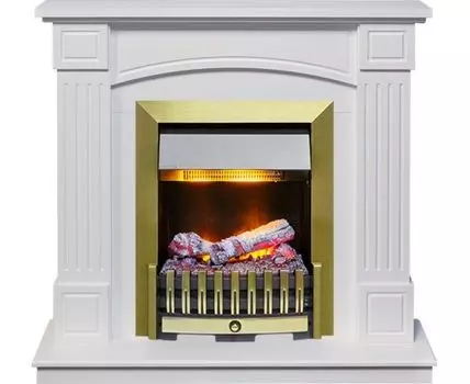 Каминокомплект Boston - Белый (Высота 925см) с очагом Danville Antique Brass FB2