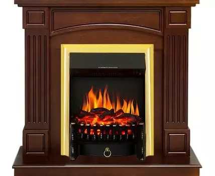 Каминокомплект Boston - Темный дуб (Высота 925см) с очагом Fobos FX Brass